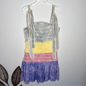 A27‎ Free the Roses Tiered FLORAL EMBROIDERY COLORBLOCK MINI Sherrie Dress